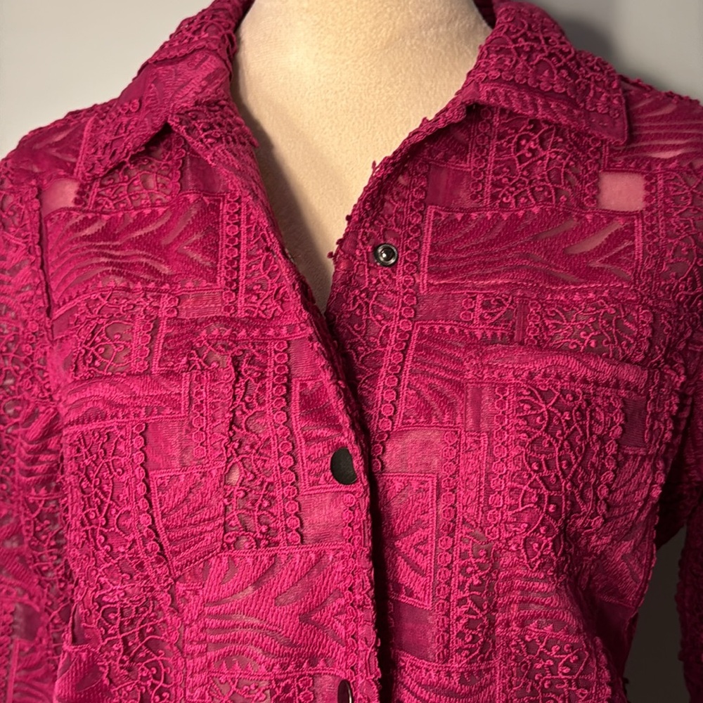 Sharon Young lace embroidered mesh jacket Size S